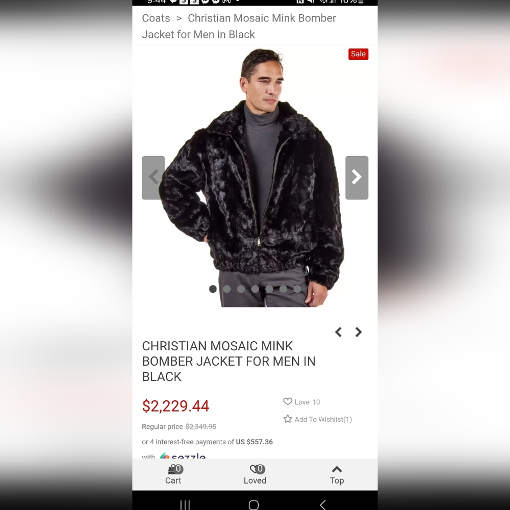 Men's Genuine Mink Bomber Coat Very High Quality Material And Craftsmanship - Picture 2 of 9